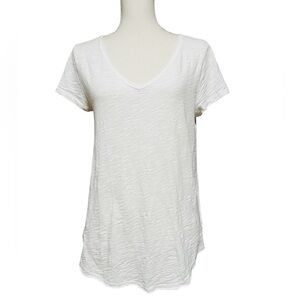 DYLAN WOMEN’S WHITE V-NECK SHORT SLEEVE COTTON T-SHIRT SIZE SMALL
